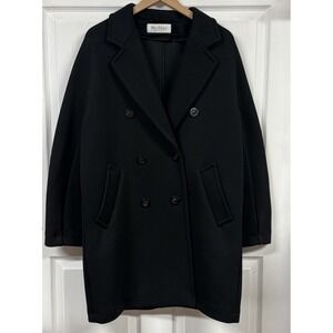Max Mara  Double Breasted Jersey Coat Black Size US 10
